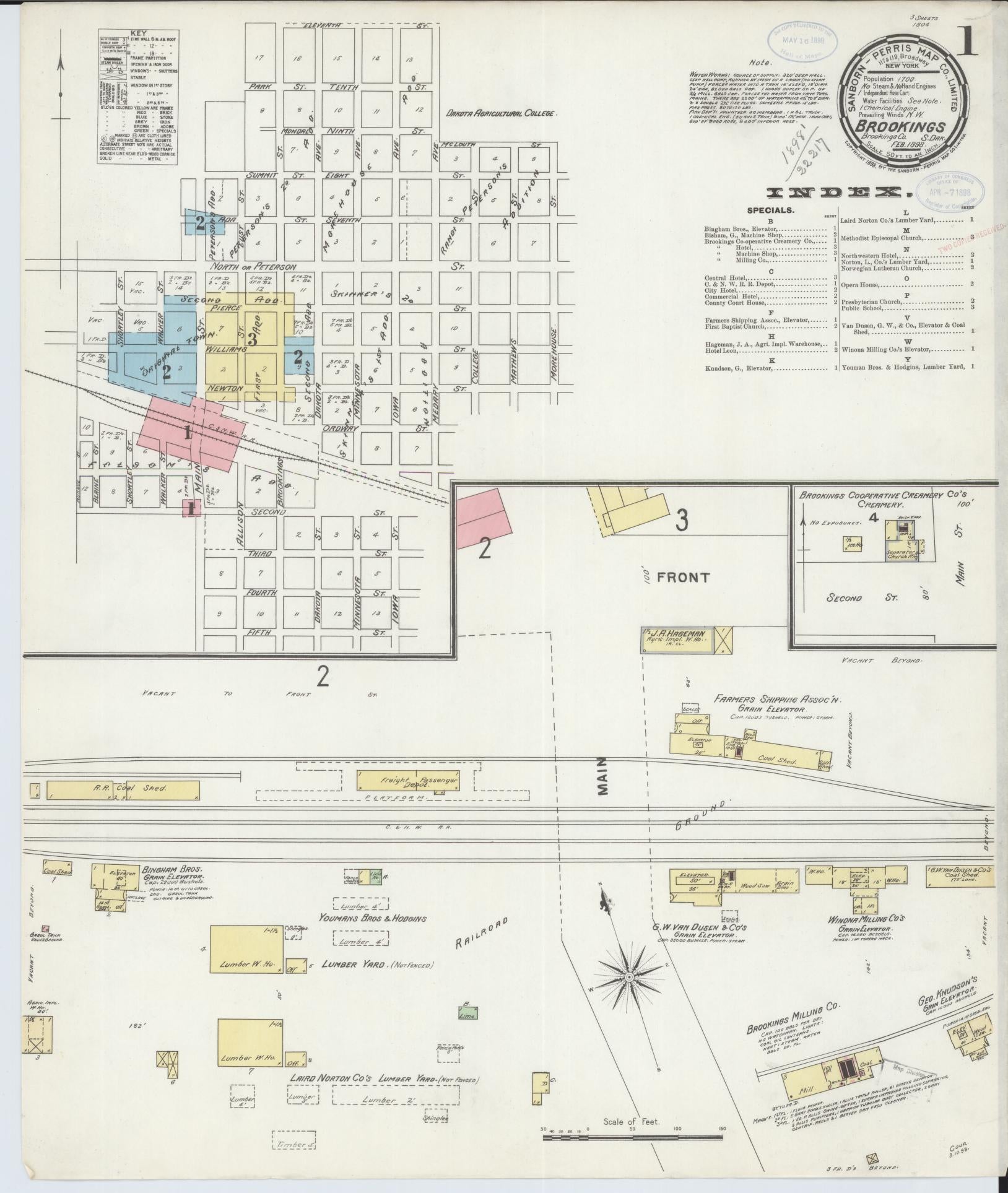 Sanborn Fire Insurance Map from Brookings, Brookings County, South Dakota. (1898) – Historic Sanborn Fire Insurance Map Print
