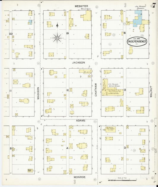 Sanborn Fire Insurance Map from Independence, Buchanan County, Iowa (1892), Sheet #0007 - Historic Sanborn Fire Insurance Map Print, vintage old map wall art