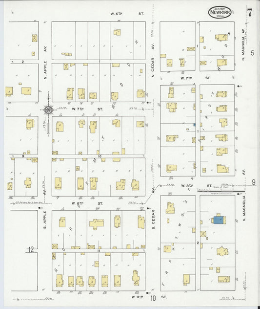 Sanborn Fire Insurance Map from Newkirk, Kay County, Oklahoma (1920), Sheet #0007 - Historic Sanborn Fire Insurance Map Print, vintage old map wall art, antique decor, genealogy gift, Oklahoma Oklahoma map