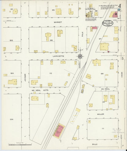 Sanborn Fire Insurance Map from Bolivar, Hardeman County, Tennessee (1913), Sheet #0004 - Complete Map Set gallery image, historic Sanborn map, vintage wall art, Tennessee Tennessee