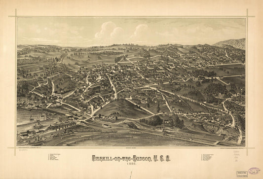 Fishkill-on-the-Hudson, U.S.A. 1886. (1886) – Historic Bird’s-Eye View Panorama Print