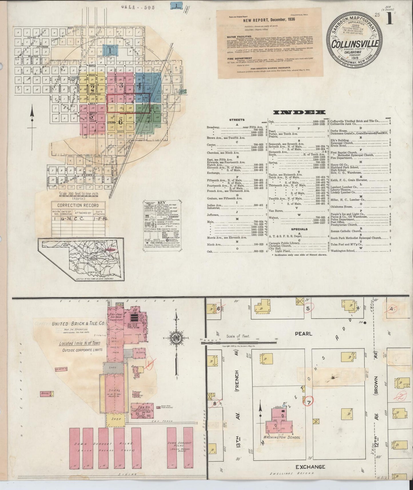 Sanborn Fire Insurance Map from Collinsville, Tulsa County, Oklahoma. (1936) – Historic Sanborn Fire Insurance Map Print