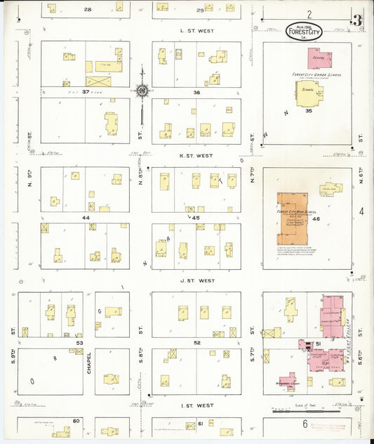Sanborn Fire Insurance Map from Forest City, Winnebago County, Iowa (1916), Sheet #0003 - Historic Sanborn Fire Insurance Map Print, vintage old map wall art