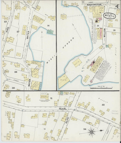 Sanborn Fire Insurance Map from Mystic, New London County, Connecticut (1891), Sheet #0004 - Complete Map Set gallery image, historic Sanborn map, vintage wall art, Connecticut Connecticut