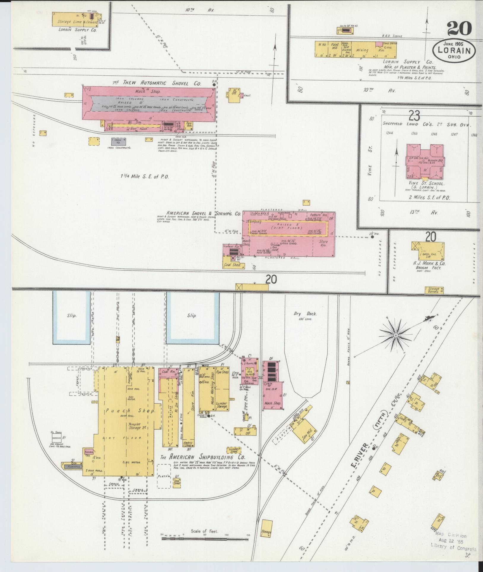 Sanborn Fire Insurance Map from Lorain, Lorain County, Ohio (1905), Sheet #0020 - Historic Sanborn Fire Insurance Map Print, vintage old map wall art, antique decor, genealogy gift, Ohio Ohio map