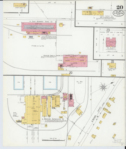 Sanborn Fire Insurance Map from Lorain, Lorain County, Ohio (1905), Sheet #0020 - Historic Sanborn Fire Insurance Map Print, vintage old map wall art, antique decor, genealogy gift, Ohio Ohio map