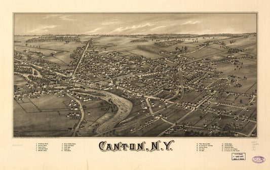 Canton, N.Y. (1885) – Historic Bird’s-Eye View Panorama Print