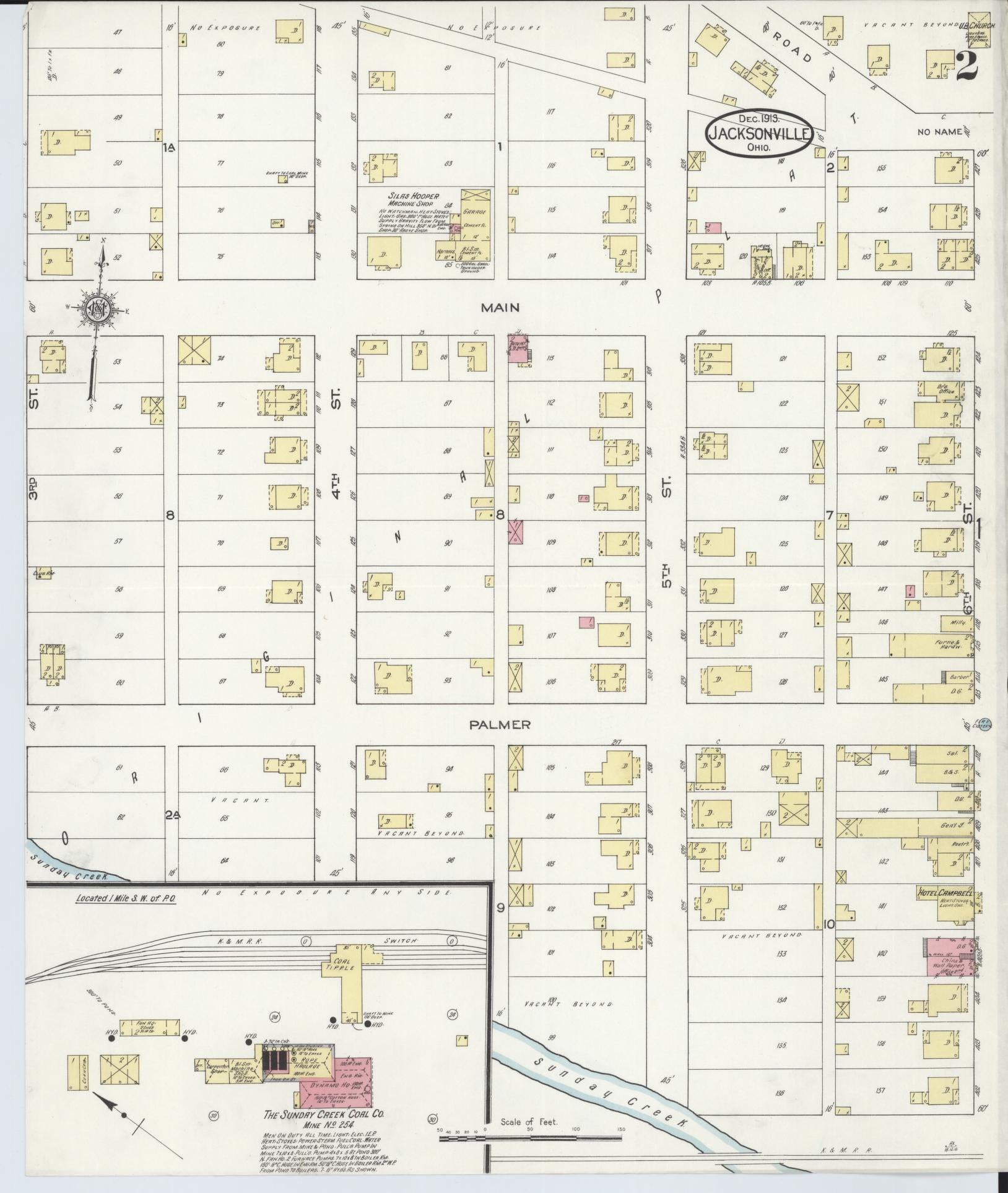 Sanborn Fire Insurance Map from Jacksonville, Athens County, Ohio (1913), Sheet #0002 - Complete Map Set gallery image, historic Sanborn map, vintage wall art, Ohio Ohio