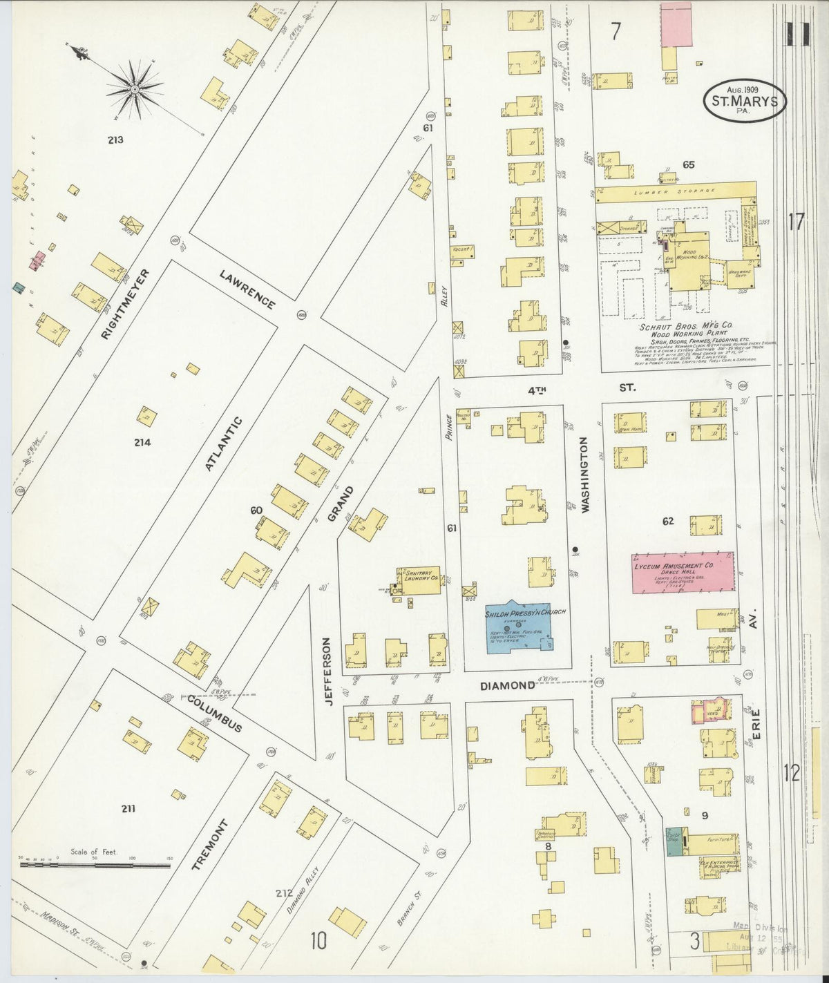 Sanborn Fire Insurance Map from Saint Marys, Elk County, Pennsylvania (1909), Sheet #0011 - Historic Sanborn Fire Insurance Map Print, vintage old map wall art, antique decor, genealogy gift, Pennsylvania Pennsylvania map