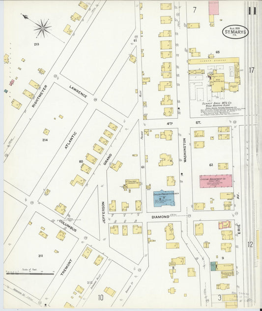 Sanborn Fire Insurance Map from Saint Marys, Elk County, Pennsylvania (1909), Sheet #0011 - Historic Sanborn Fire Insurance Map Print, vintage old map wall art, antique decor, genealogy gift, Pennsylvania Pennsylvania map