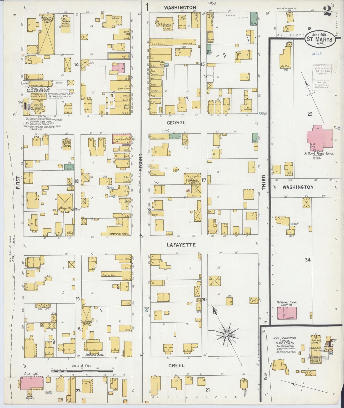 Sanborn Fire Insurance Map from Saint Marys, Pleasant County, West Virginia (1900), Sheet #0002 - Complete Map Set gallery image, historic Sanborn map, vintage wall art, West Virginia West Virginia