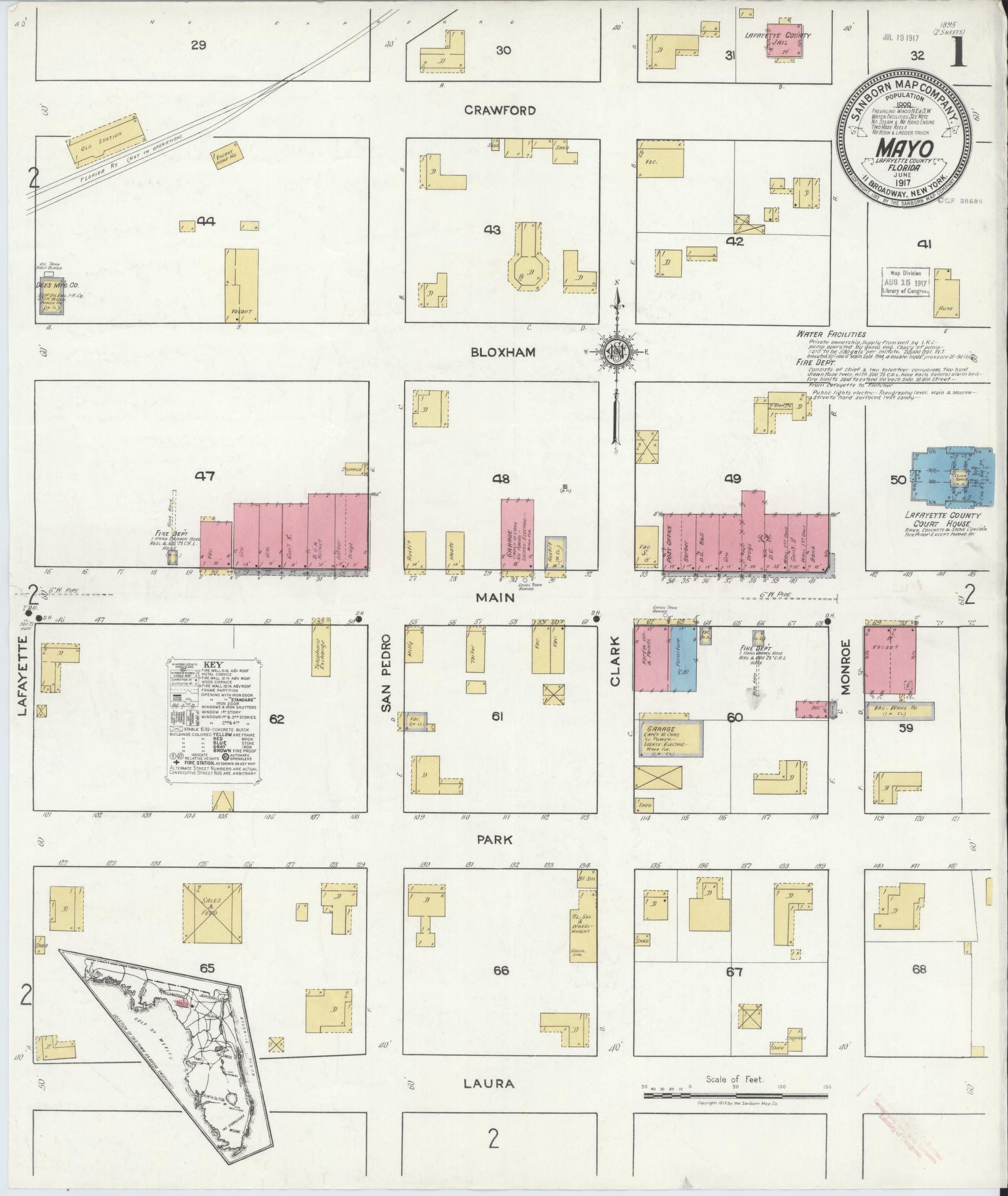 Sanborn Fire Insurance Map from Mayo, Lafayette County, Florida. (1917) – Historic Sanborn Fire Insurance Map Print