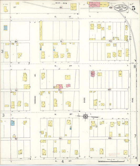 Sanborn Fire Insurance Map from Hamilton, Ravalli County, Montana (1944), Sheet #0005 - Historic Sanborn Fire Insurance Map Print, vintage old map wall art, antique decor, genealogy gift, Montana Montana map