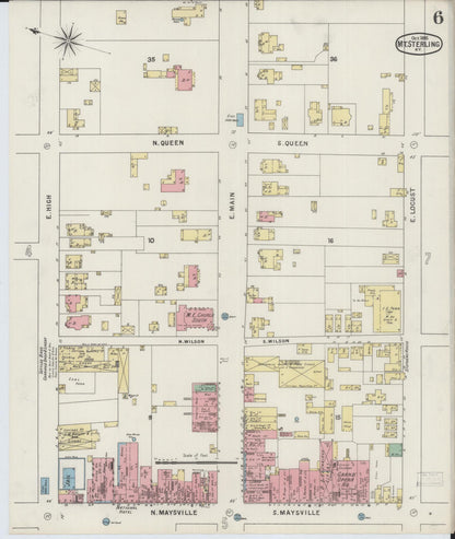 Sanborn Fire Insurance Map from Mount Sterling, Montgomery County, Kentucky (1895), Sheet #0006 - Complete Map Set gallery image, historic Sanborn map, vintage wall art, Kentucky Kentucky