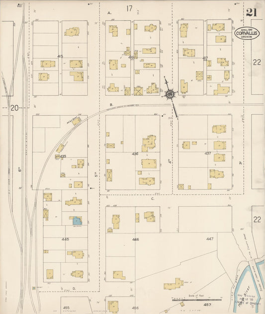 Sanborn Fire Insurance Map from Corvallis, Benton County, Oregon (1912), Sheet #0021 - Historic Sanborn Fire Insurance Map Print, vintage old map wall art, antique decor, genealogy gift, Oregon Oregon map