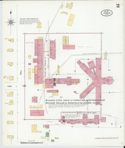 Sanborn Fire Insurance Map from Ionia, Ionia County, Michigan (1907), Sheet #0002 - Historic Sanborn Fire Insurance Map Print, vintage old map wall art, antique decor, genealogy gift, Michigan Michigan map