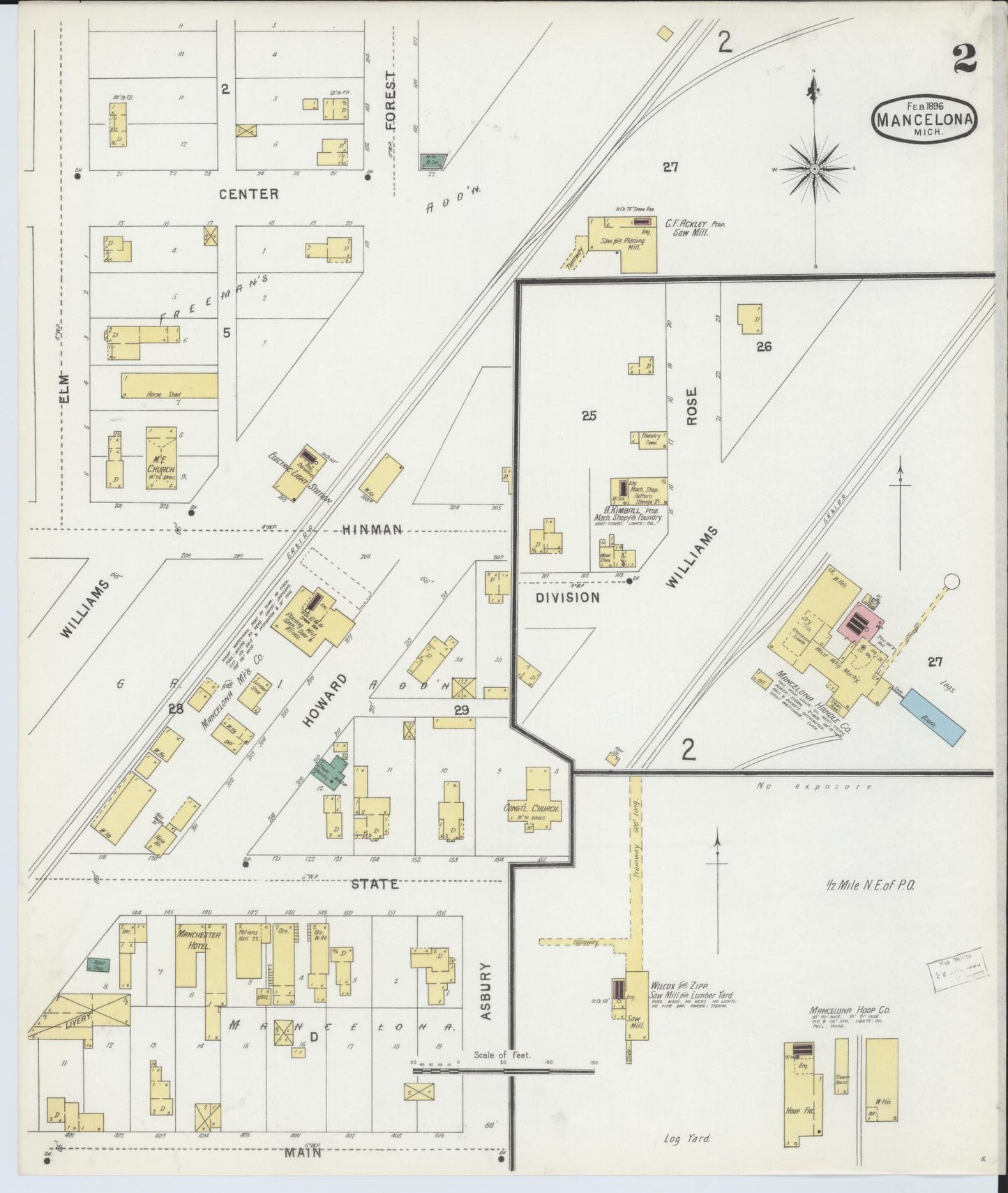 Sanborn Fire Insurance Map from Mancelona, Antrim County, Michigan (1896), Sheet #0002 - Complete Map Set gallery image, historic Sanborn map, vintage wall art, Michigan Michigan