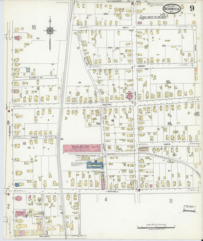 Sanborn Fire Insurance Map from Norwich, Chenango County, New York (1917), Sheet #0009 - Historic Sanborn Fire Insurance Map Print, vintage old map wall art, antique decor, genealogy gift, New York New York map