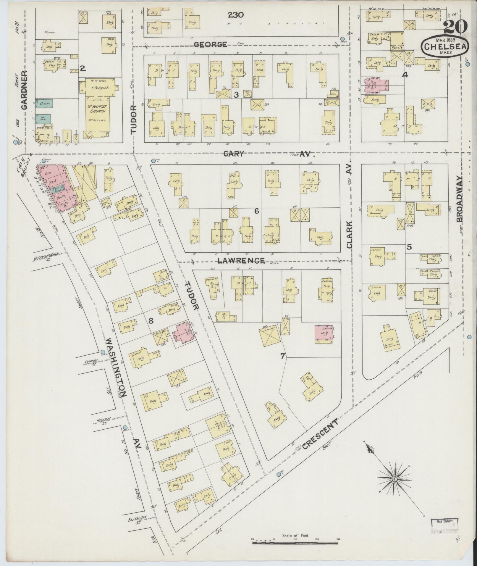 Sanborn Fire Insurance Map from Chelsea, Suffolk County, Massachusetts (1889), Sheet #0020 - Complete Map Set gallery image, historic Sanborn map, vintage wall art, Massachusetts Massachusetts