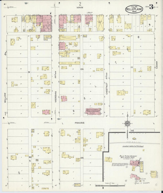 Sanborn Fire Insurance Map from Belle Plaine, Scott County, Minnesota (1914), Sheet #0003 - Historic Sanborn Fire Insurance Map Print, vintage old map wall art, antique decor, genealogy gift, Minnesota Minnesota map