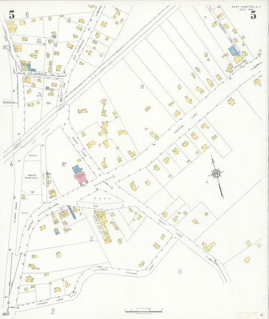 Sanborn Fire Insurance Map from Easthampton, Suffolk County, New York (1936), Sheet #0005 - Historic Sanborn Fire Insurance Map Print, vintage old map wall art, antique decor, genealogy gift, New York New York map