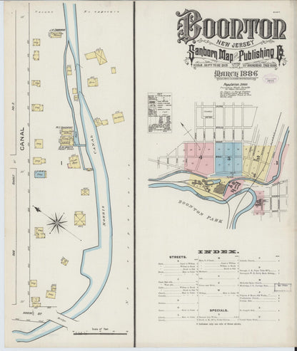 Sanborn Fire Insurance Map from Boonton, Morris County, New Jersey (1886), Sheet #0001 - Complete Map Set gallery image, historic Sanborn map, vintage wall art, New Jersey New Jersey