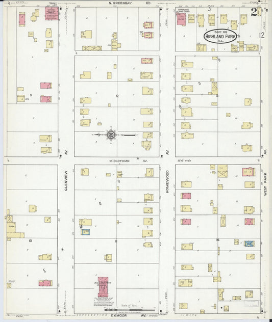 Sanborn Fire Insurance Map from Highland Park, Lake County, Illinois (1918), Sheet #0002 - Historic Sanborn Fire Insurance Map Print, vintage old map wall art, antique decor, genealogy gift, Illinois Illinois map