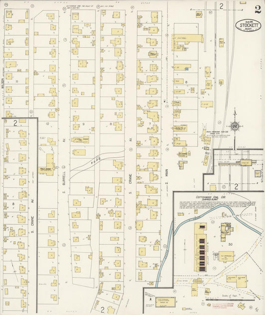 Sanborn Fire Insurance Map from Stockett, Cascade County, Montana (1916), Sheet #0002 - Historic Sanborn Fire Insurance Map Print, vintage old map wall art, antique decor, genealogy gift, Montana Montana map