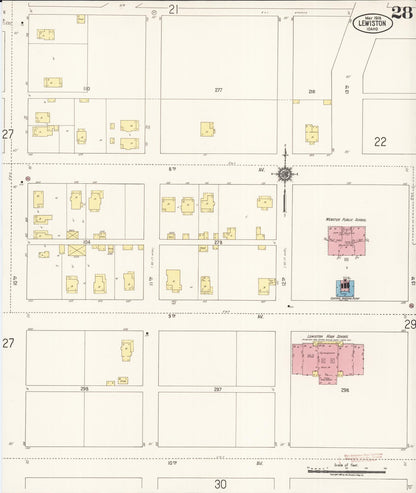 Sanborn Fire Insurance Map from Lewiston, Nez Perce County, Idaho (1918), Sheet #0028 - Complete Map Set gallery image, historic Sanborn map, vintage wall art, Idaho Idaho