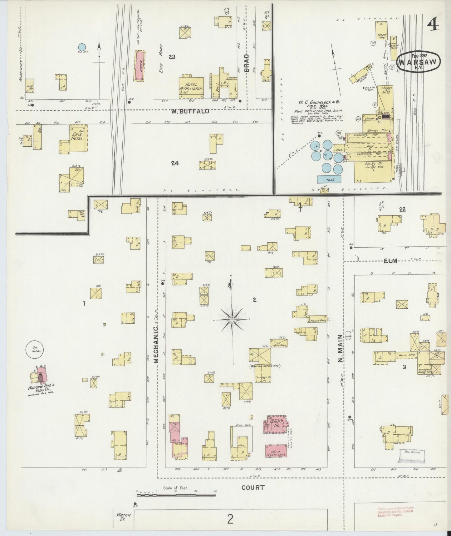 Sanborn Fire Insurance Map from Warsaw, Wyoming County, New York (1897), Sheet #0004 - Complete Map Set gallery image, historic Sanborn map, vintage wall art, Warsaw Wyoming