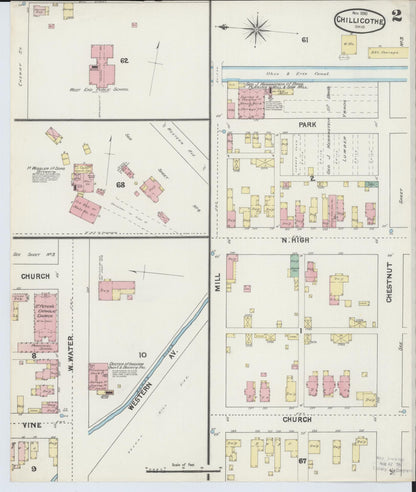 Sanborn Fire Insurance Map from Chillicothe, Ross County, Ohio (1890), Sheet #0002 - Historic Sanborn Fire Insurance Map Print, vintage old map wall art, antique decor, genealogy gift, Ohio Ohio map