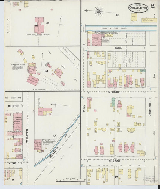 Sanborn Fire Insurance Map from Chillicothe, Ross County, Ohio (1890), Sheet #0002 - Historic Sanborn Fire Insurance Map Print, vintage old map wall art, antique decor, genealogy gift, Ohio Ohio map