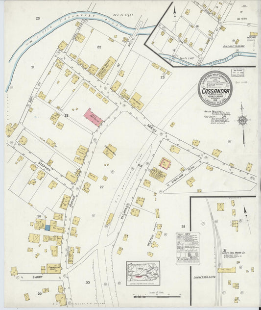 Sanborn Fire Insurance Map from Cassandra, Cambria County, Pennsylvania (1916), Sheet #0001 - Historic Sanborn Fire Insurance Map Print, vintage old map wall art, antique decor, genealogy gift, Pennsylvania Pennsylvania map