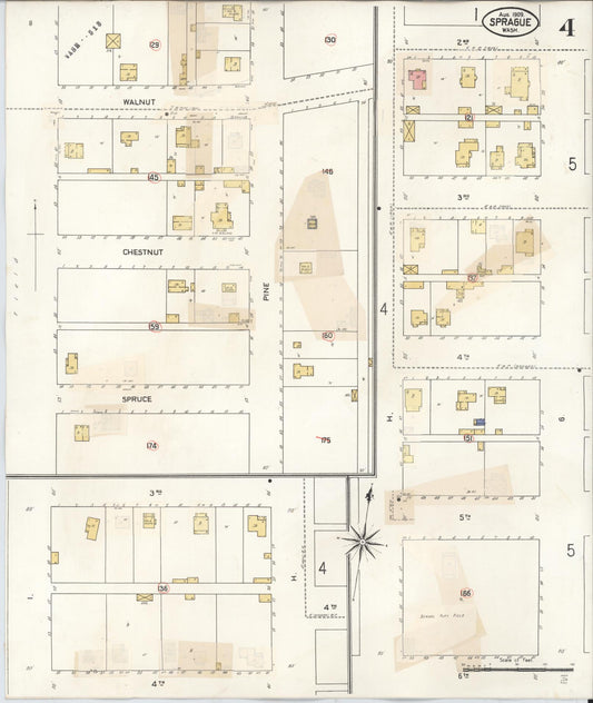 Sanborn Fire Insurance Map from Sprague, Lincoln County, Washington (1943), Sheet #0004 - Historic Sanborn Fire Insurance Map Print, vintage old map wall art, antique decor, genealogy gift, Washington Washington map