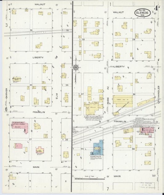 Sanborn Fire Insurance Map from Glencoe, Mcleod County, Minnesota (1914), Sheet #0004 - Historic Sanborn Fire Insurance Map Print, vintage old map wall art, antique decor, genealogy gift, Minnesota Minnesota map