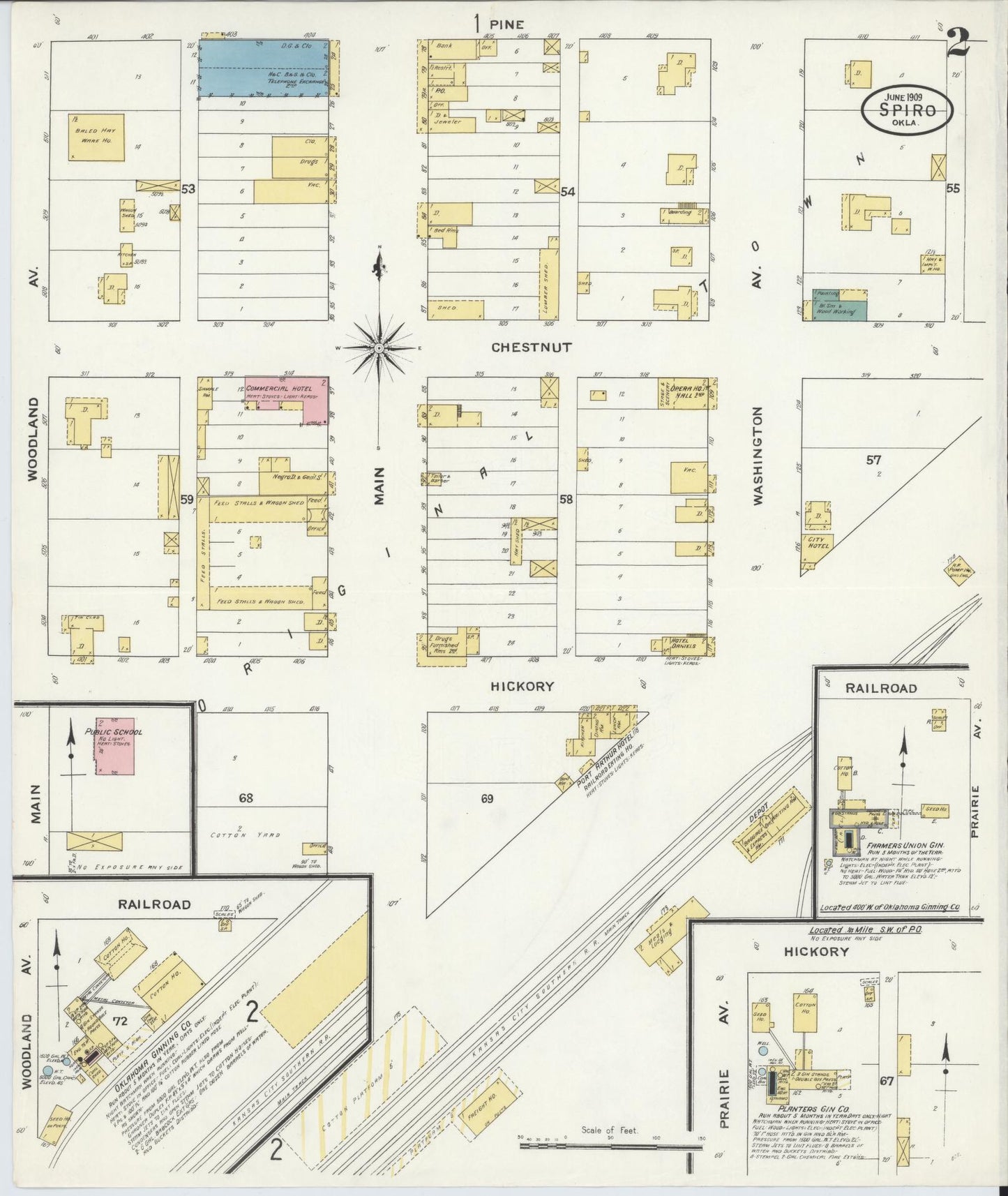 Sanborn Fire Insurance Map from Spiro, Le Flore County, Oklahoma (1909), Sheet #0002 - Historic Sanborn Fire Insurance Map Print, vintage old map wall art, antique decor, genealogy gift, Oklahoma Oklahoma map
