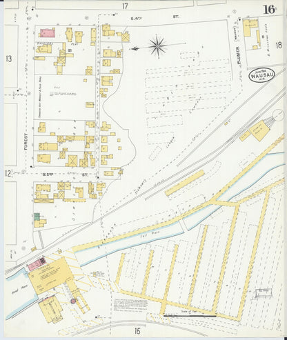 Sanborn Fire Insurance Map from Wausau, Marathon County, Wisconsin (1904), Sheet #0016 - Complete Map Set gallery image, historic Sanborn map, vintage wall art, Wisconsin Wisconsin