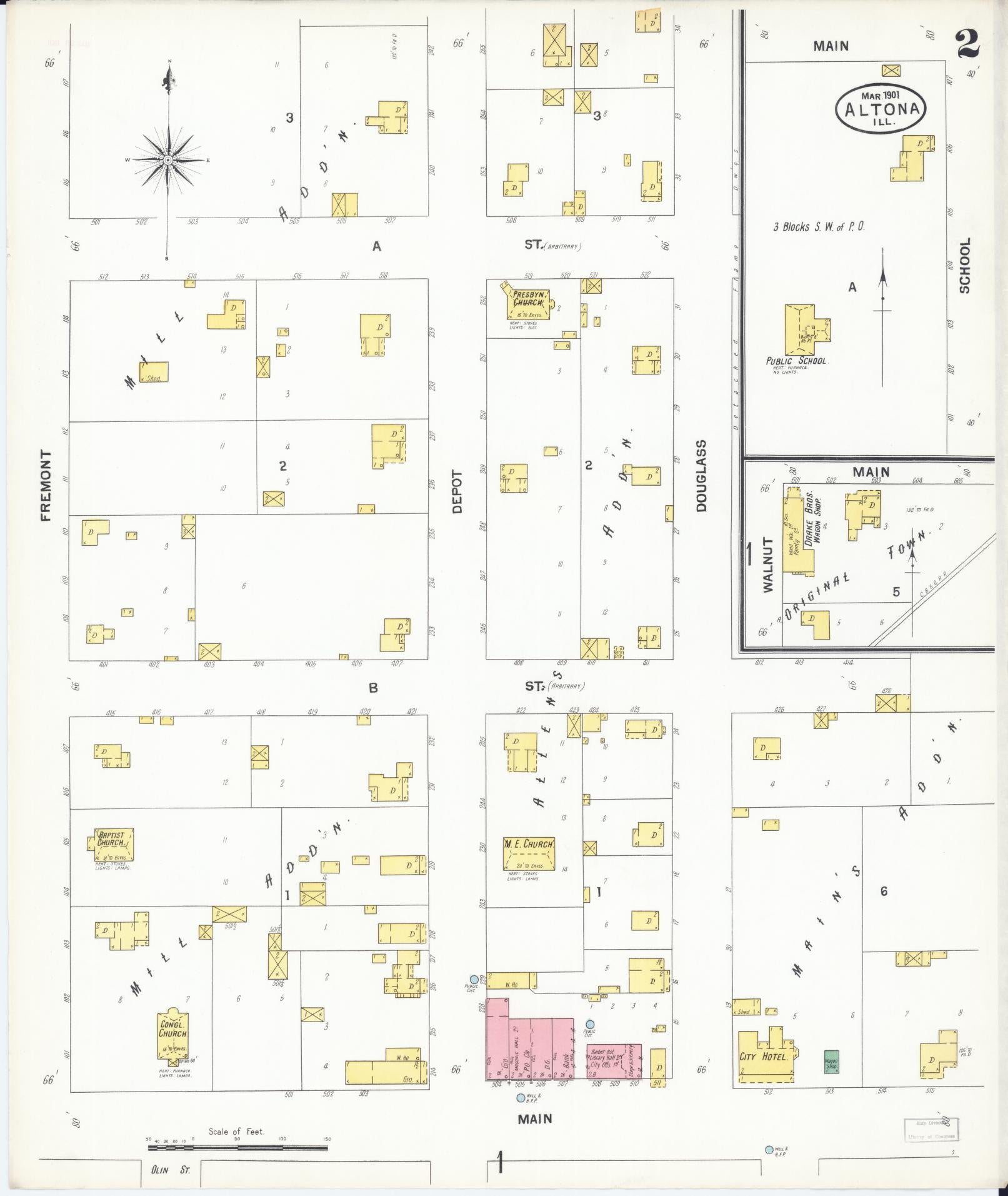 Sanborn Fire Insurance Map from Altona, Knox County, Illinois (1901), Sheet #0002 - Complete Map Set gallery image, historic Sanborn map, vintage wall art, Illinois Illinois