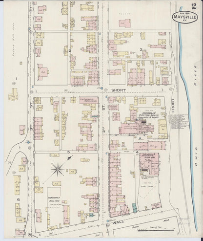 Sanborn Fire Insurance Map from Maysville, Mason County, Kentucky (1886), Sheet #0002 - Complete Map Set gallery image, historic Sanborn map, vintage wall art, Kentucky Kentucky