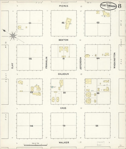 Sanborn Fire Insurance Map from Port Townsend, Jefferson County, Washington (1890), Sheet #0008 - Complete Map Set gallery image, historic Sanborn map, vintage wall art, Washington Washington