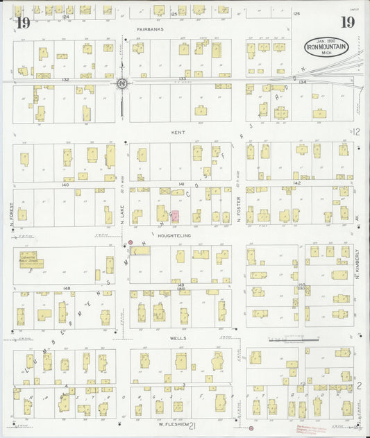Sanborn Fire Insurance Map from Iron Mountain, Dickinson County, Michigan (1930), Sheet #0019 - Historic Sanborn Fire Insurance Map Print, vintage old map wall art, antique decor, genealogy gift, Michigan Michigan map