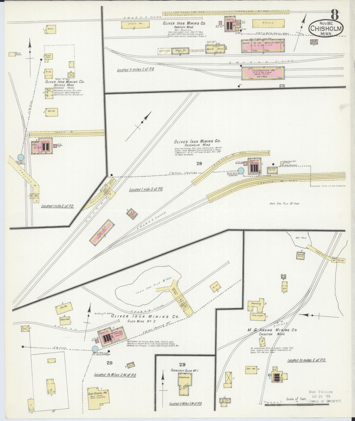 Sanborn Fire Insurance Map from Chisholm, Saint Louis County, Minnesota (1912), Sheet #0008 - Complete Map Set gallery image, historic Sanborn map, vintage wall art, Minnesota Minnesota
