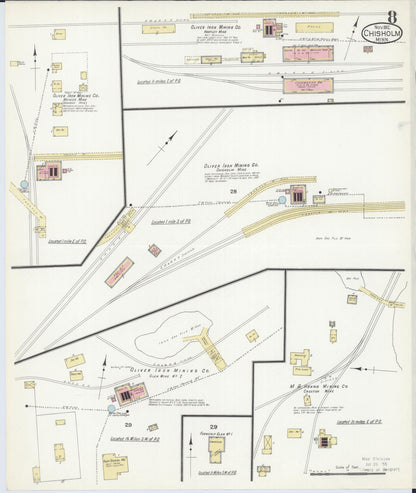 Sanborn Fire Insurance Map from Chisholm, Saint Louis County, Minnesota (1912), Sheet #0008 - Complete Map Set gallery image, historic Sanborn map, vintage wall art, Minnesota Minnesota
