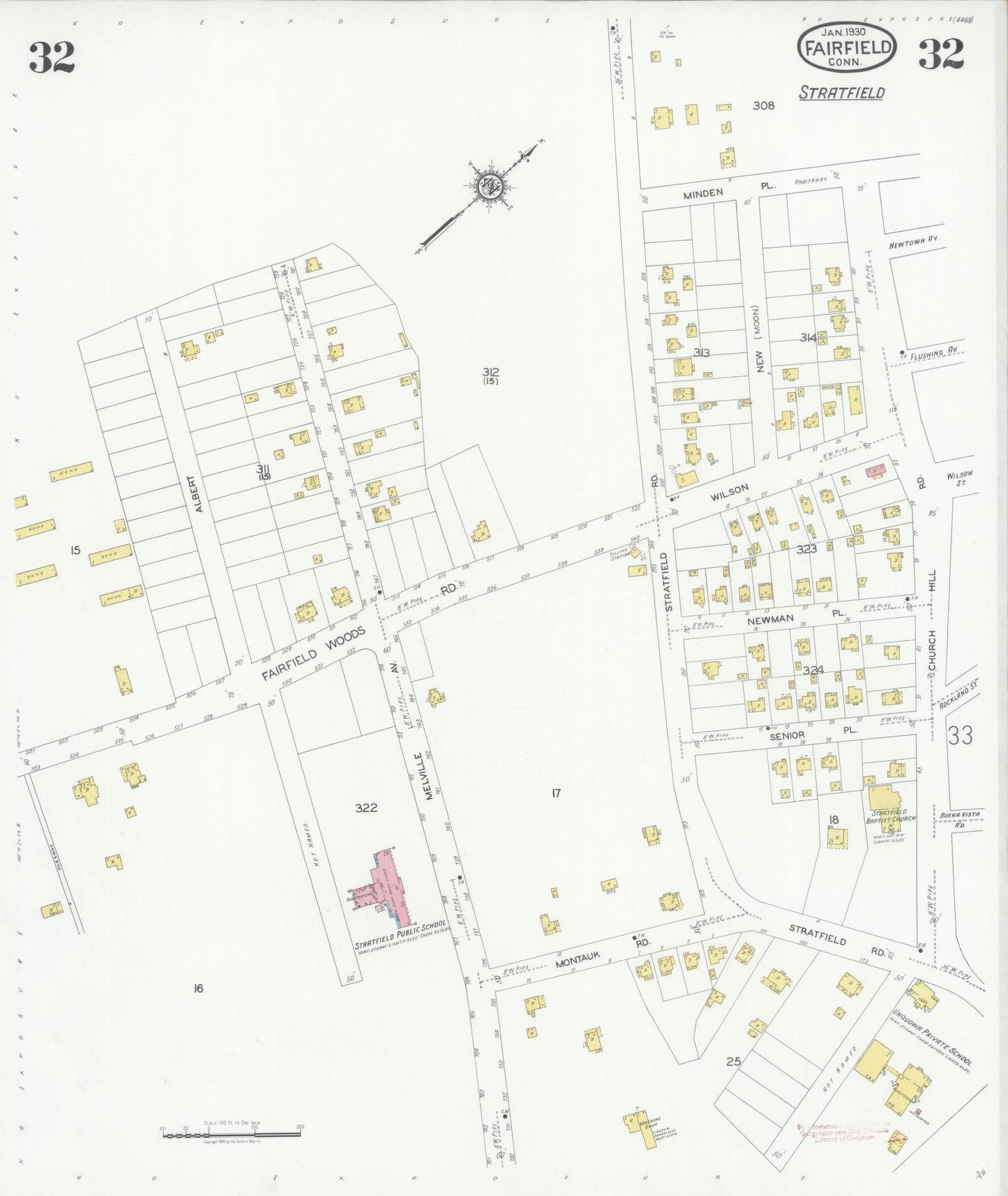 Sanborn Fire Insurance Map from Fairfield, Fairfield County, Connecticut (1930), Sheet #0032 - Historic Sanborn Fire Insurance Map Print, vintage old map wall art, antique decor, genealogy gift, Connecticut Connecticut map