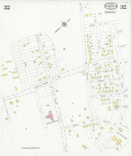 Sanborn Fire Insurance Map from Fairfield, Fairfield County, Connecticut (1930), Sheet #0032 - Historic Sanborn Fire Insurance Map Print, vintage old map wall art, antique decor, genealogy gift, Connecticut Connecticut map