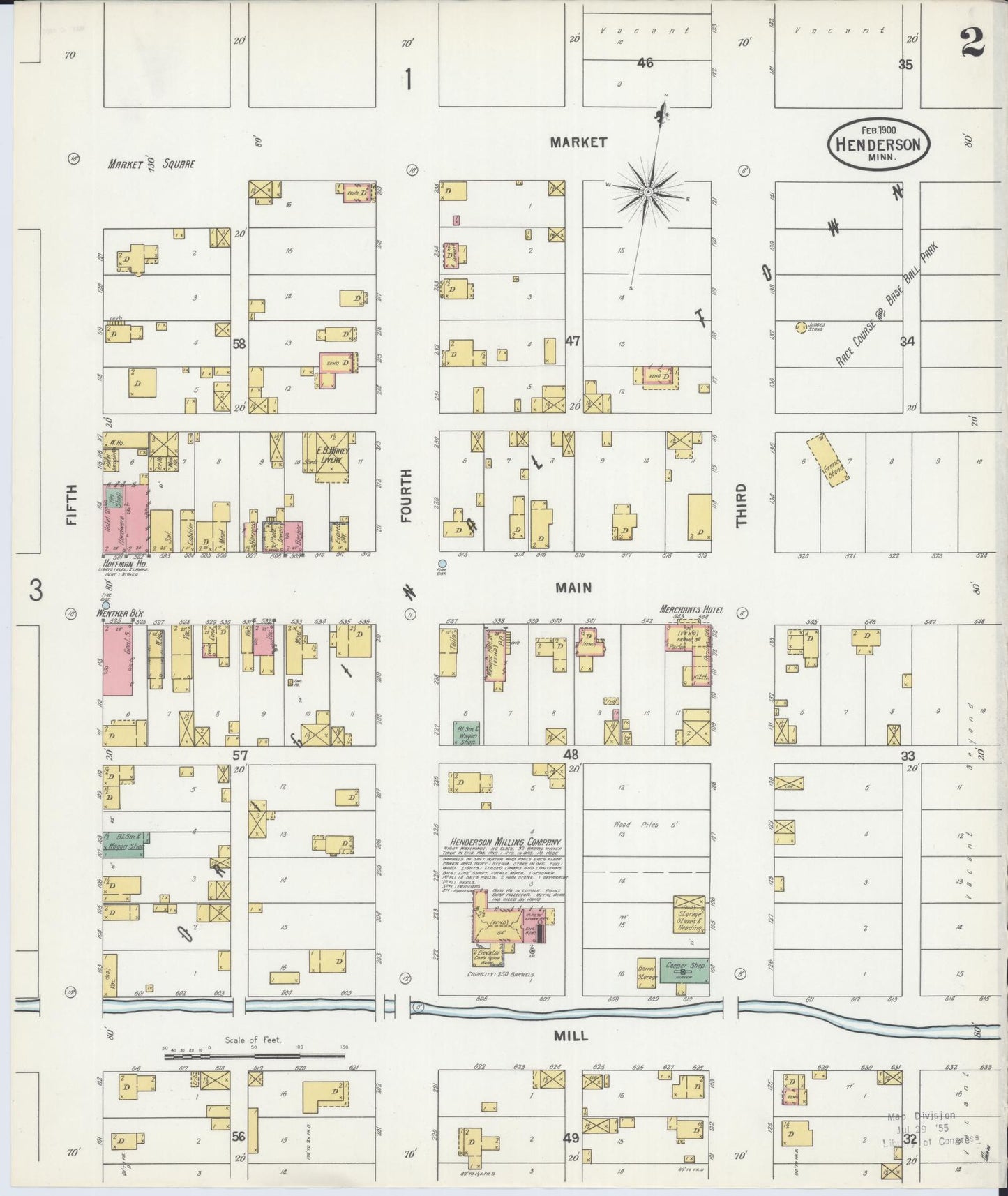 Sanborn Fire Insurance Map from Henderson, Sibley County, Minnesota (1900), Sheet #0002 - Complete Map Set gallery image, historic Sanborn map, vintage wall art, Minnesota Minnesota