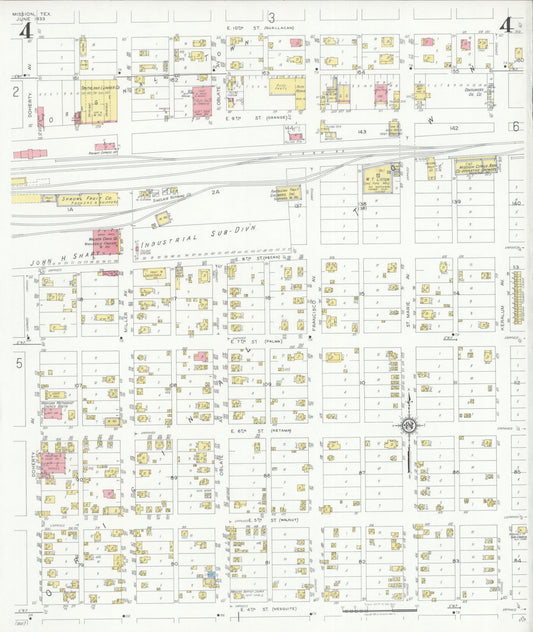 Sanborn Fire Insurance Map from Mission, Hidalgo County, Texas (1933), Sheet #0004 - Historic Sanborn Fire Insurance Map Print, vintage old map wall art, antique decor, genealogy gift, Texas Texas map
