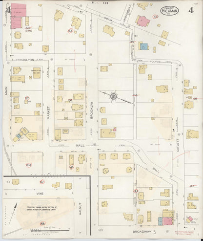 Sanborn Fire Insurance Map from Hickman, Fulton County, Kentucky (1938), Sheet #0004 - Complete Map Set gallery image, historic Sanborn map, vintage wall art, Kentucky Kentucky