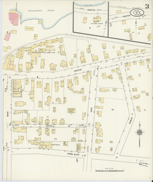 Sanborn Fire Insurance Map from Lee, Berkshire County, Massachusetts (1911), Sheet #0003 - Historic Sanborn Fire Insurance Map Print, vintage old map wall art, antique decor, genealogy gift, Massachusetts Massachusetts map