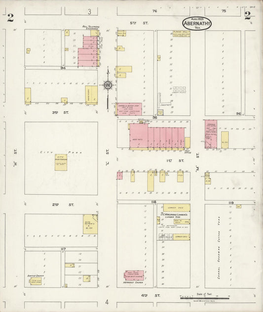 Sanborn Fire Insurance Map from Abernathy, Hale County, Texas (1925), Sheet #0002 - Historic Sanborn Fire Insurance Map Print, vintage old map wall art, antique decor, genealogy gift, Texas Texas map